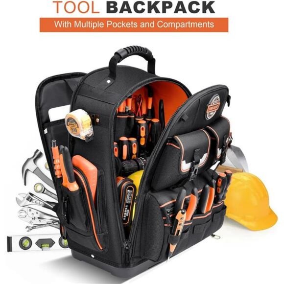 Backpack Tool Bag - Tool Backpack Heavy Duty Tool Organizer, Water-resistant - Picture 3 of 7